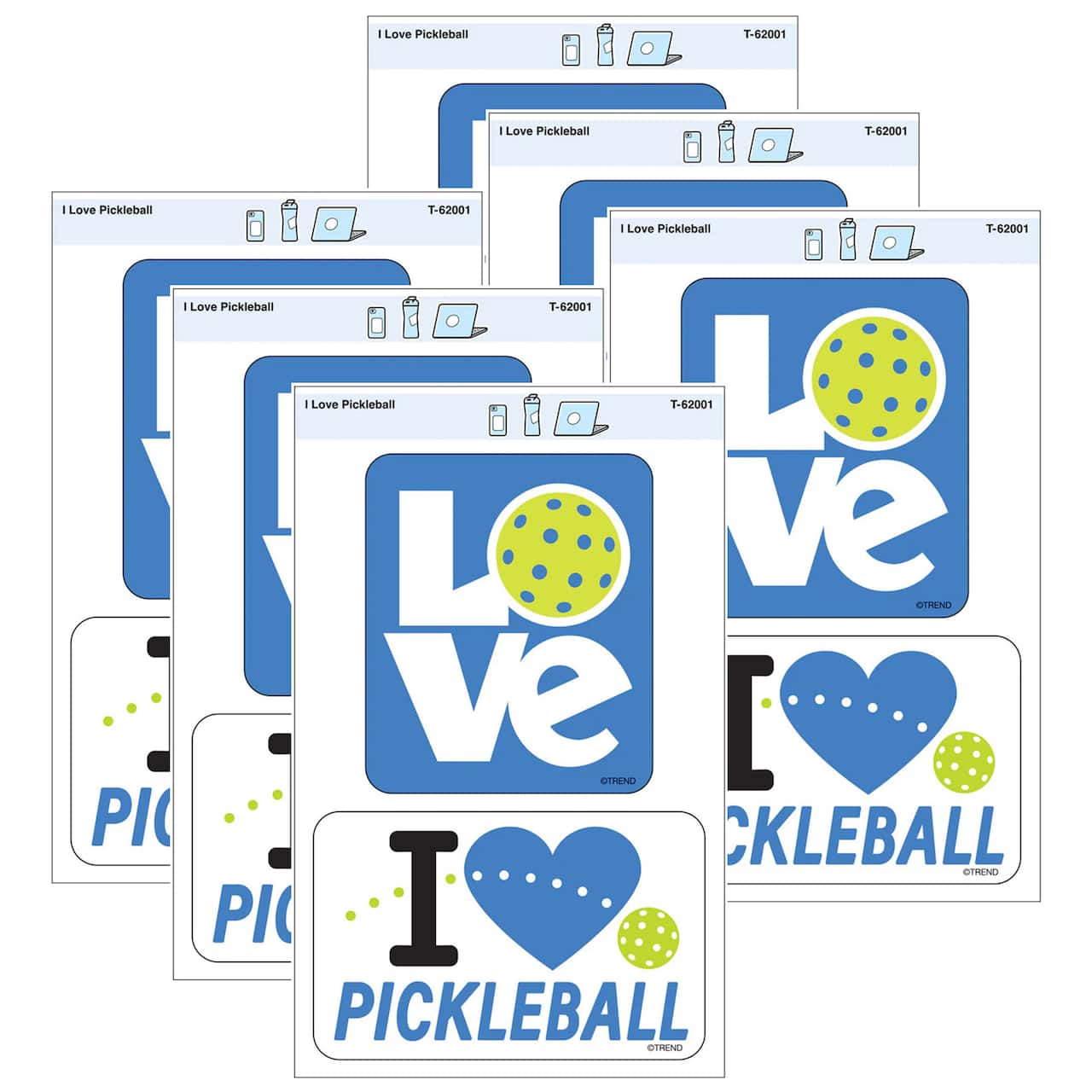 TREND Enterprises® I Love Pickleball Vinyl Stickers, 6 Packs of 2